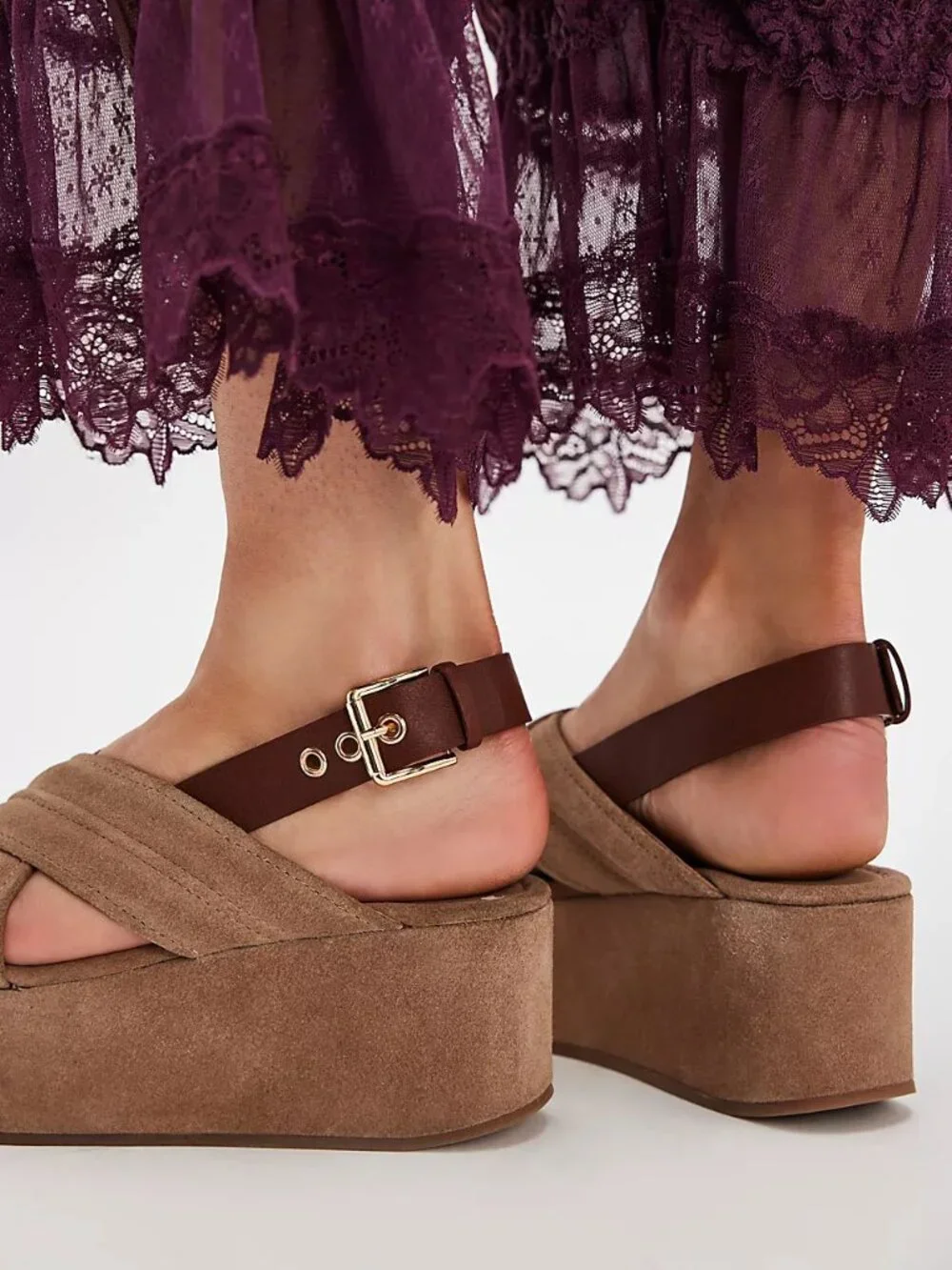 FREE PEOPLE Skyline Platforms / Fawn Suede